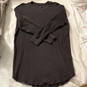 GAP Dark Gray Ribbed Long Sleeve Waffle knit top